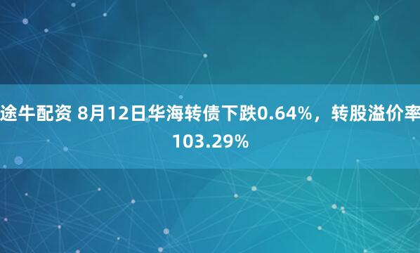 途牛配资 8月12日华海转债下跌0.64%，转股溢价率103.29%
